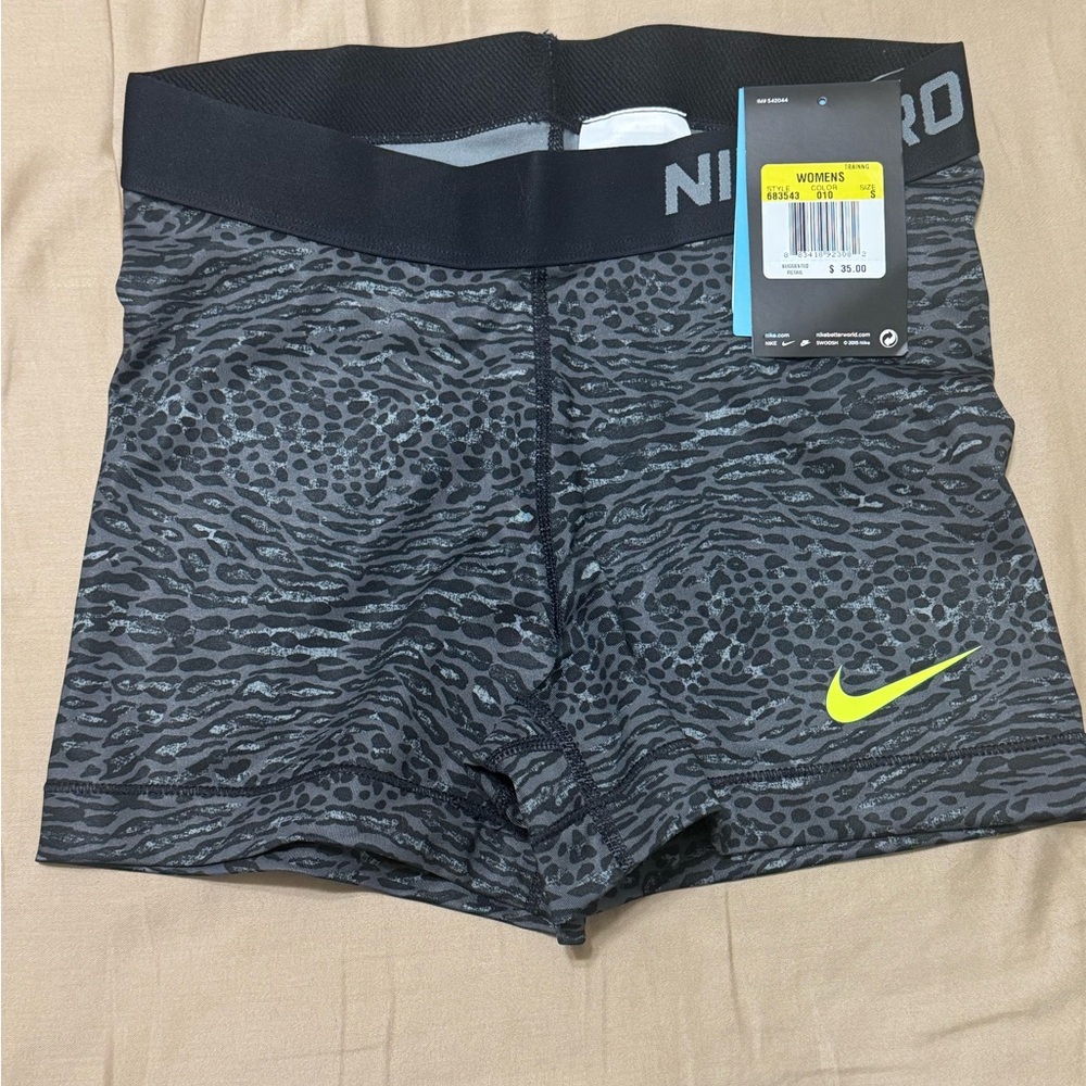 Nike Pro Black and Gray Animal Print Shorts